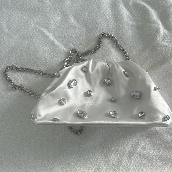 Anthropologie Frankie Mini Rhinestone Clutch in White - Picture 2 of 2